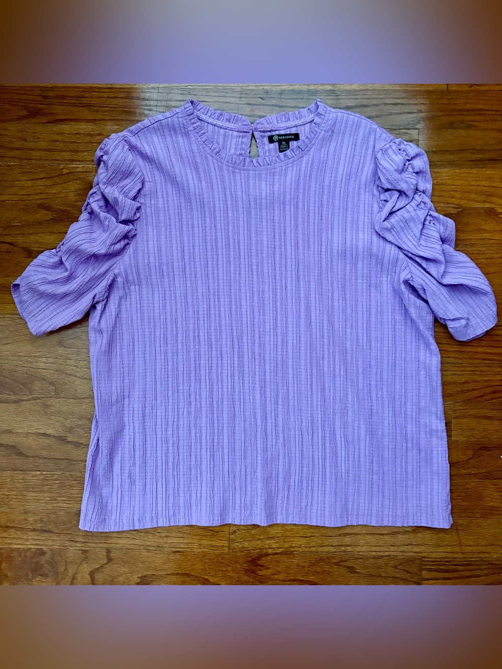Versona Lavender Textured Puff-Sleeve Top